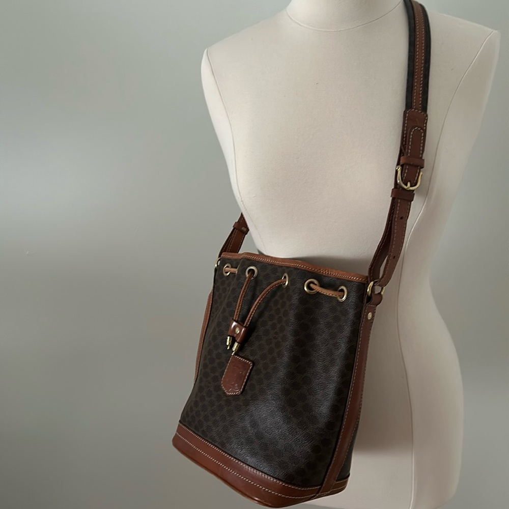 CELINE Macadam Drawstring Shoulder Bag